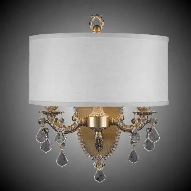 Rustic track lighting for farmhouse decorLlydia Shaded Brass and Crystal Wall Sconce