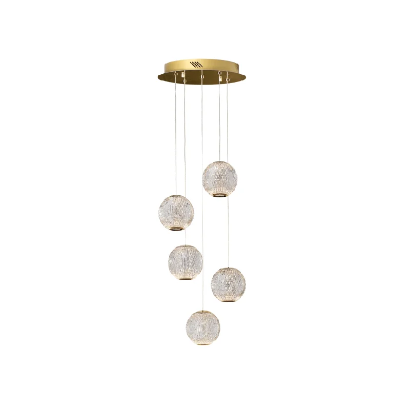 Industrial - style track lighting for loftsCeiling lights for large dining rooms to create a focal pointAustral 5 Clusters Ceiling Lights - Gold & Clear Finish IP20