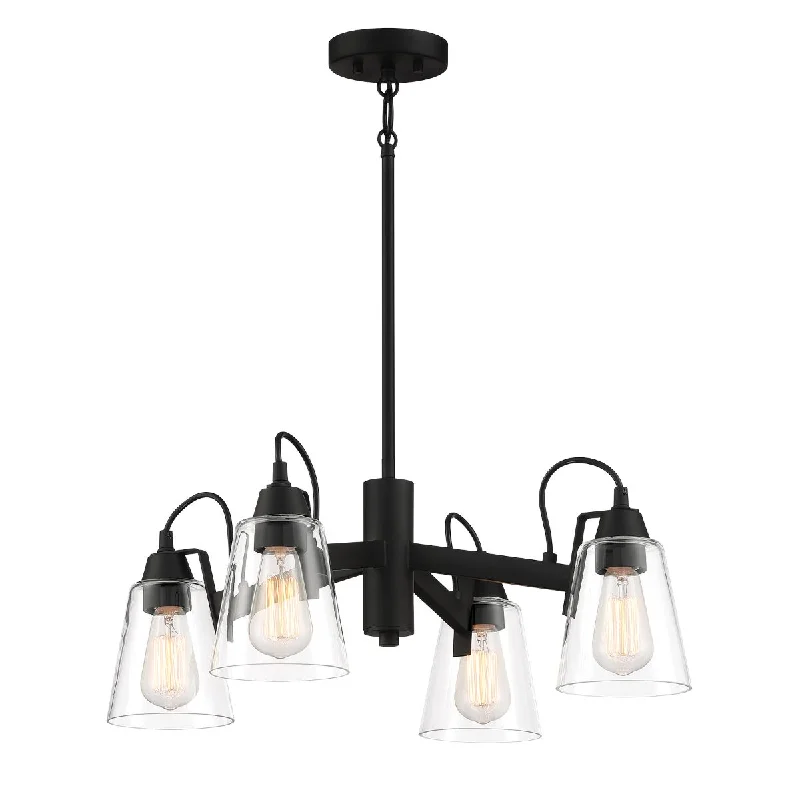 Industrial Lighting for Textile MillsBeckonridge 24 in. 4 Lights Chandelier Black finish