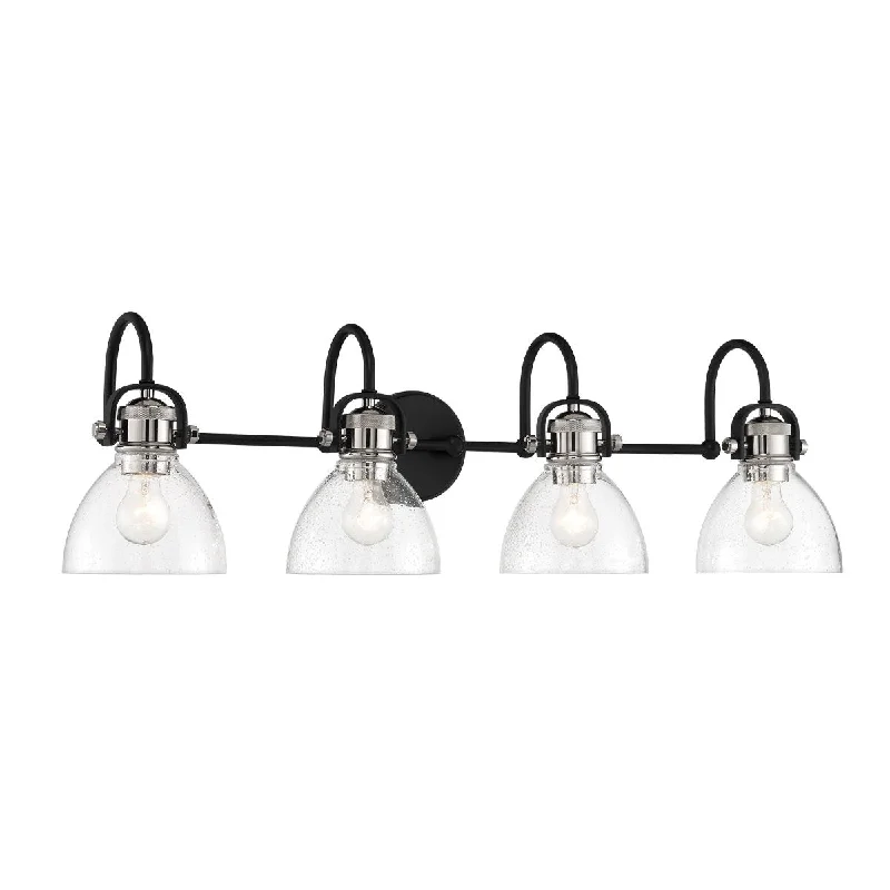 Industrial Exit Sign Lighting for Quick EvacuationMonico 38 in. 4 Lights Vanity Light Black & Polished Nickel finish
