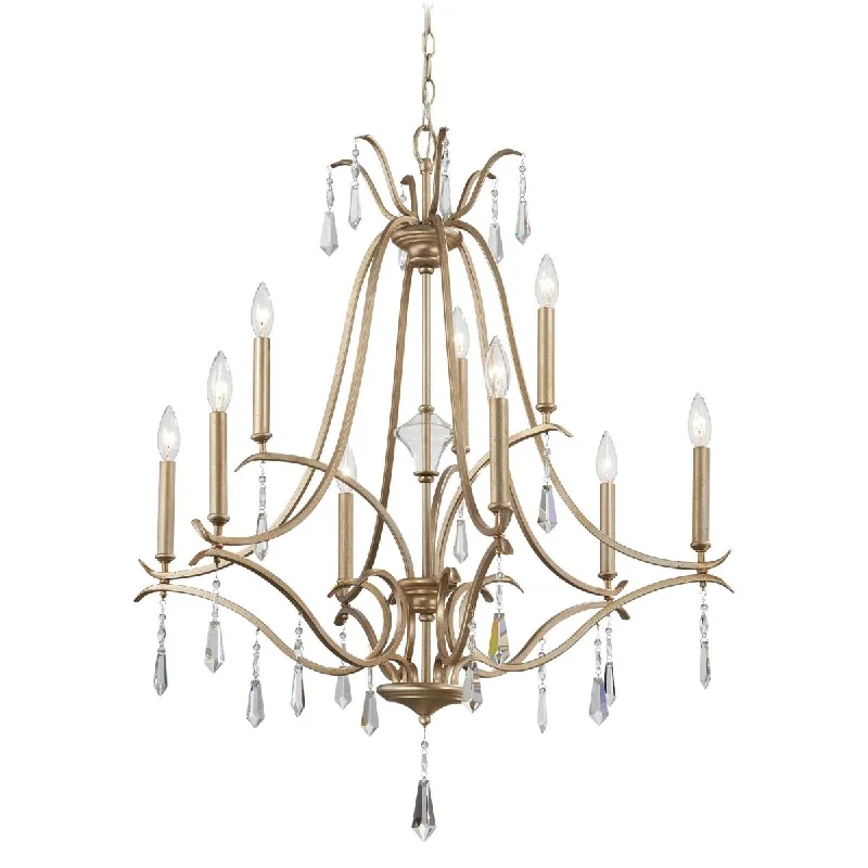 Industrial Ceiling - Mounted Lighting for Assembly PlantsLaurel Estate 32 in. 9 Lights Chandelier Gold finish