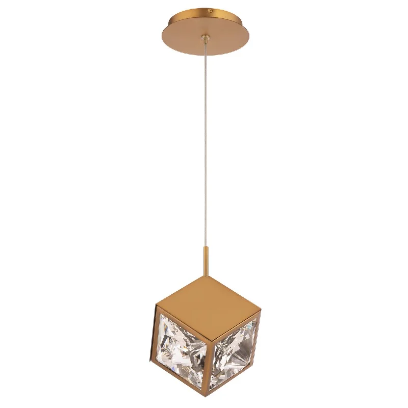Industrial Lighting with High CRI (Color Rendering Index) for True Color PerceptionIce Cube 6 in. LED Pendant Light Brass finish