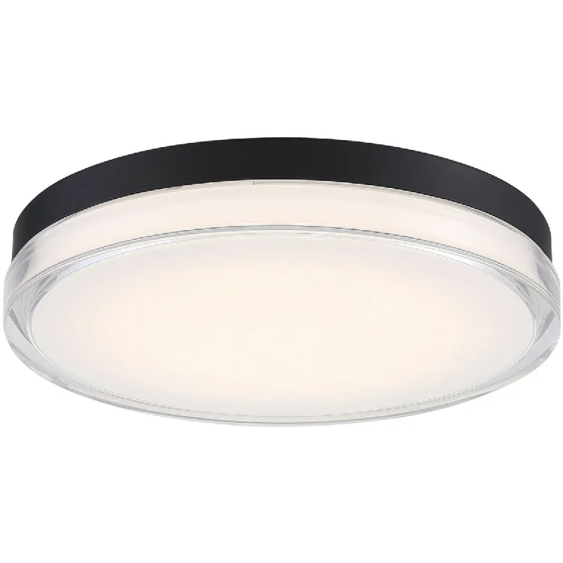 Industrial Flood Lighting for Outdoor Loading DocksDot 15 in. LED Flush Mount Light 3500K Black Finish