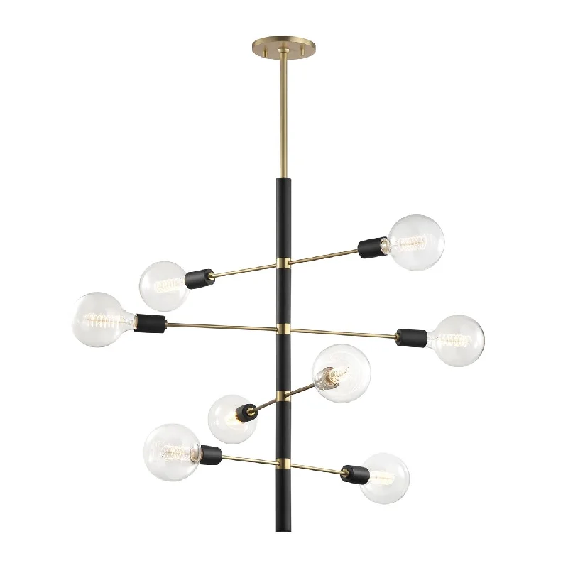 Industrial Lighting for Printing Press FacilitiesAsrid 8 Lights Chandelier Brass & Black finish