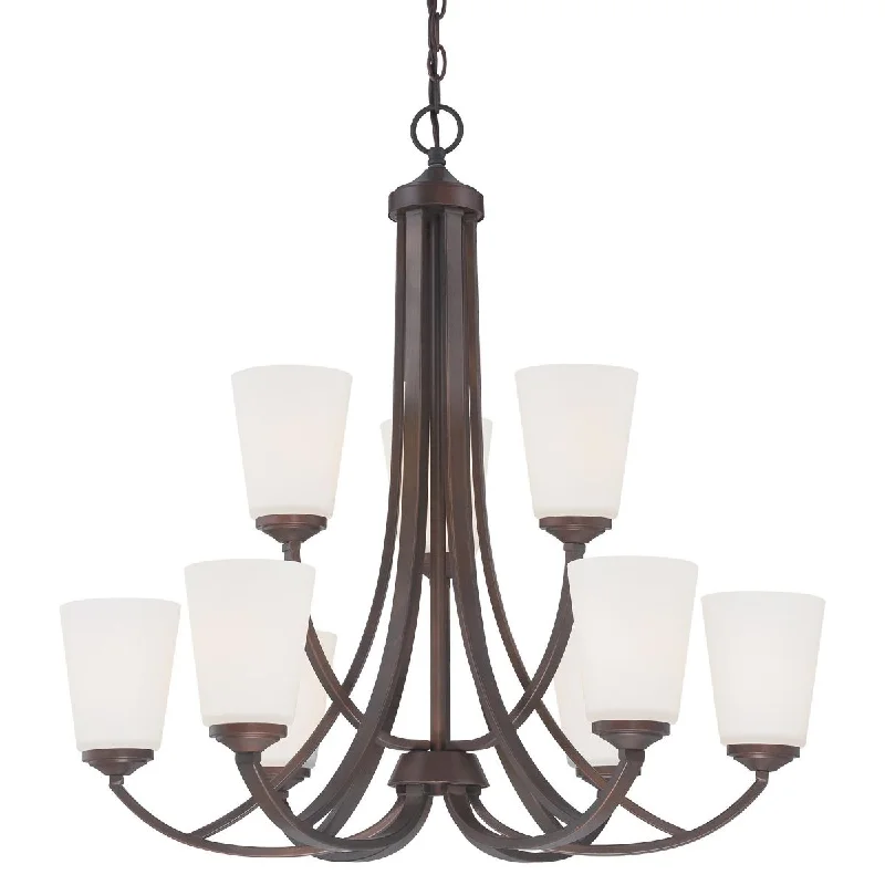 Industrial Lighting for Electronics ManufacturingOverland Park 30 in. 9 Lights Chandelier Bronze finish