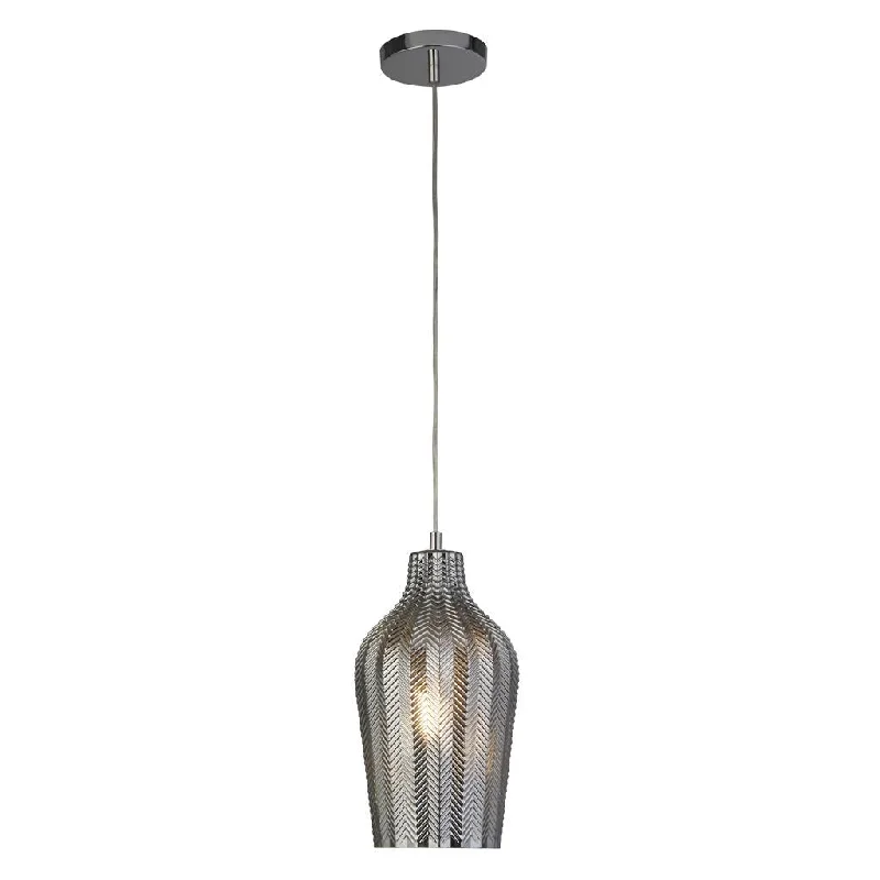 Track lighting for rental propertiesChevron Pendant - Chrome Metal & Smoked Ribbed Glass