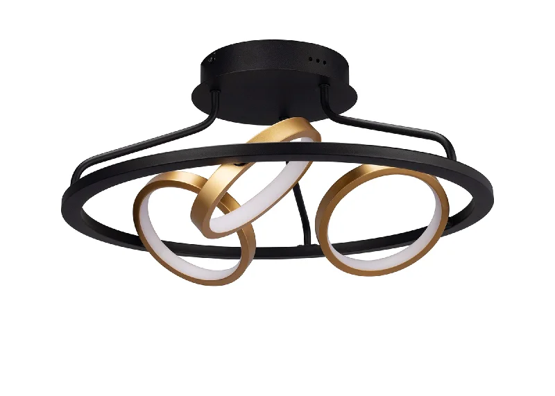 Track lighting for creating a focal pointNicki Indoor Semi Flush Ceiling Light, 3/5Ring, Satin Black  &  Gold, 3yrs Warranty