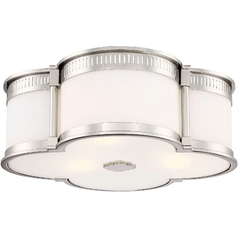 Industrial Lighting with High CRI (Color Rendering Index) for True Color Perception16 in. LED Flush Mount Light Polished Nickel finish