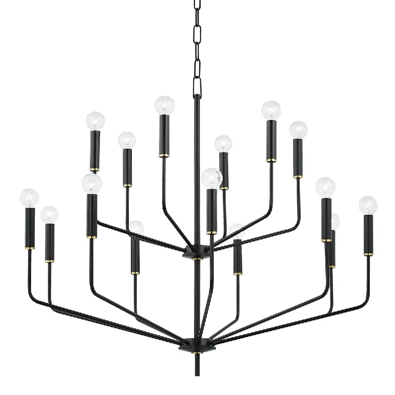 Durable Industrial Lighting for Harsh EnvironmentsBailey 15 Lights Chandelier Brass & Black finish