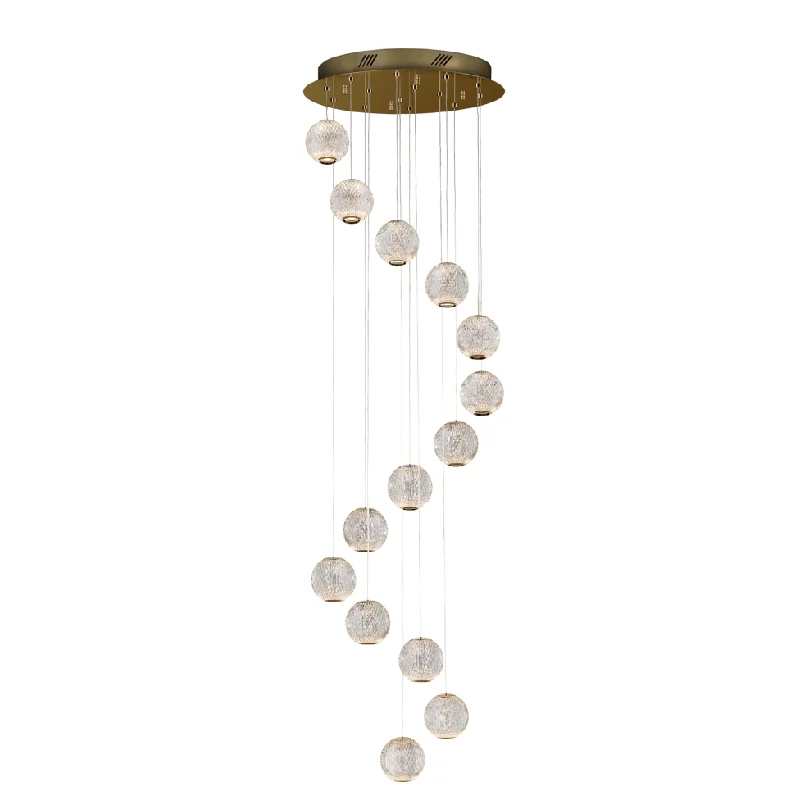 Commercial - grade track lighting for storesAustral 14 Lights Double Height Ceiling Light - Gold & Clear Finish IP20