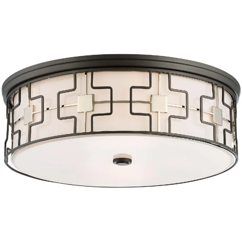 Industrial Pendant Lighting for Machine Shops20 in. LED Flush Mount Light Dark Gray & Polished Nickel finish