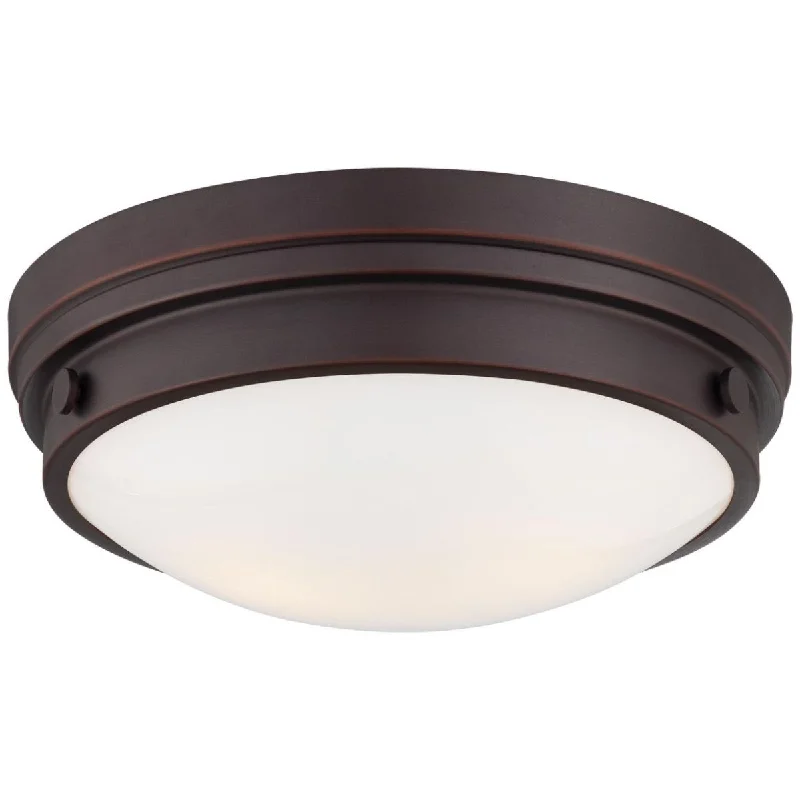 Industrial Lighting for Metal Fabrication Shops13 in. 2 Lights Flush Mount Light Bronze finish