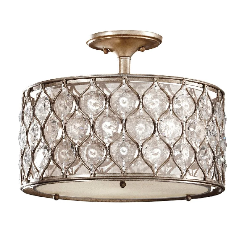 Track lighting for highlighting bookcasesLucia 3/6Lt Crystal Flush Ceiling Light - Burnished Silver Finish