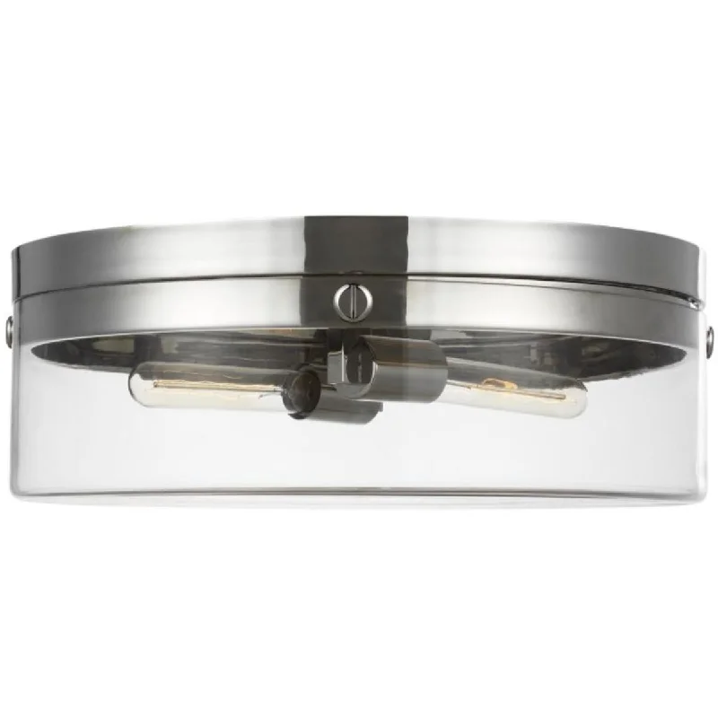 Industrial Flood Lighting for Outdoor Loading DocksGarrett 18 in 2 Lights Flush Mount Light Nickel Finish