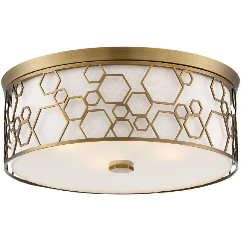 Durable Industrial Lighting for Harsh Environments17 in. LED Flush Mount Light Polished Brass finish