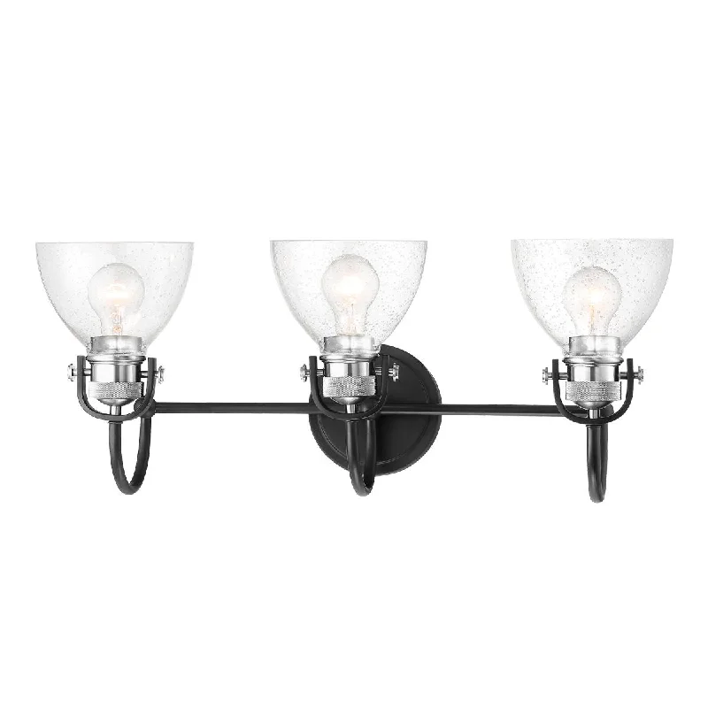 Industrial Lighting for Electronics ManufacturingMonico 26 in. 3 Lights Vanity Light Matte Black & Polished Nickel finish