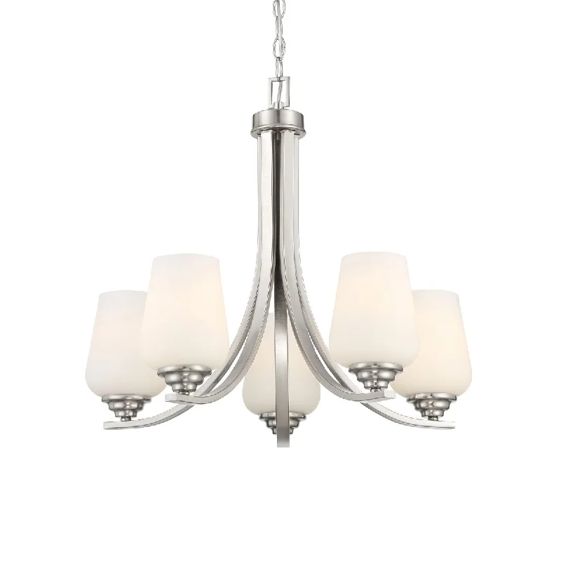 Industrial Lighting with High CRI (Color Rendering Index) for True Color PerceptionShyloh 23 in. 5 Lights Chandelier Brushed Nickel finish