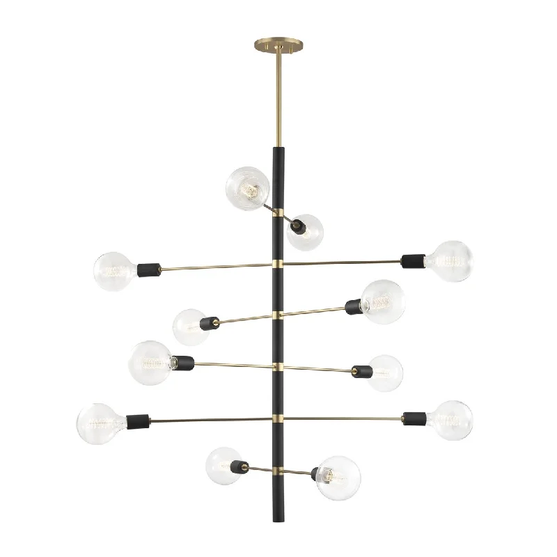 Industrial Wall - Mounted Lighting for Workshop WallsAsrid 12 Lights Chandelier Brass & Black finish