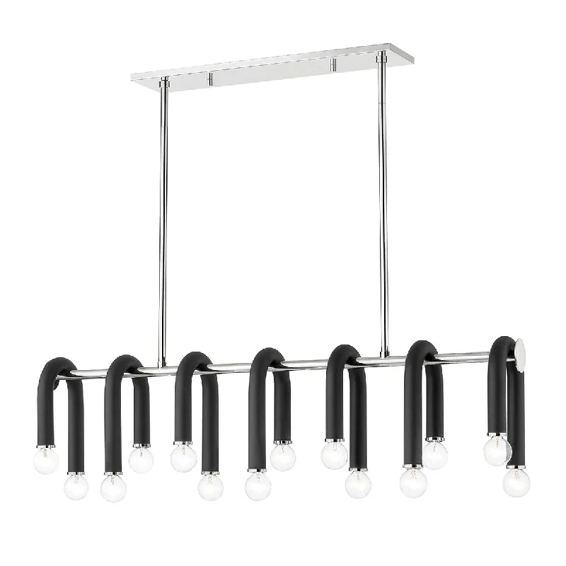 Industrial Flood Lighting for Outdoor Loading DocksWhit 38 in. 14 Lights Pendant Light Polished Nickel & Black Finish