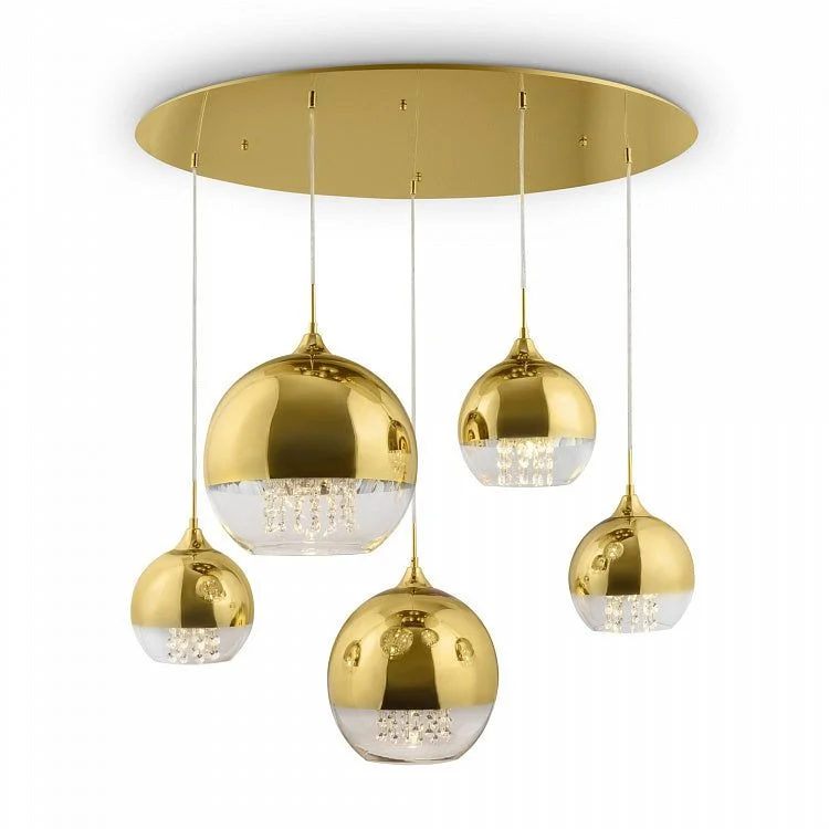 Track lighting with a chunky, bold designFermi 5lt Pendant Lamp - Gold/Nickel Finish