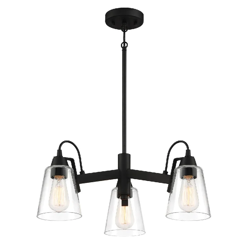 Industrial Lighting for Chemical PlantsBeckonridge 22 in. 3 Lights Chandelier Black finish