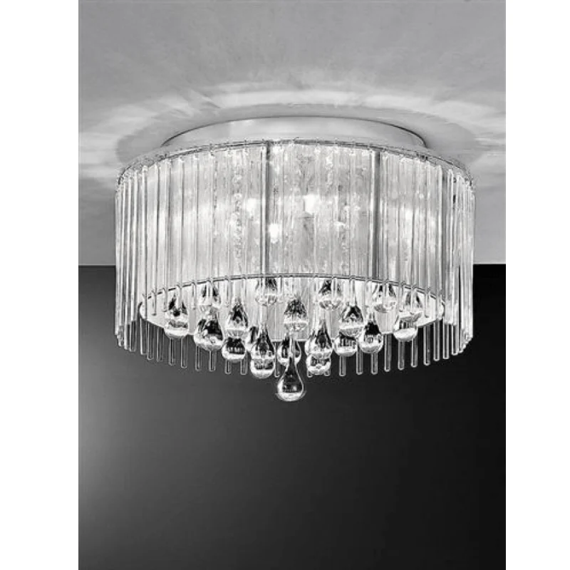 High - lumen track lighting for bright spacesOphelia 6/8Lt Crystal Flush Ceiling Light - Chrome Finish