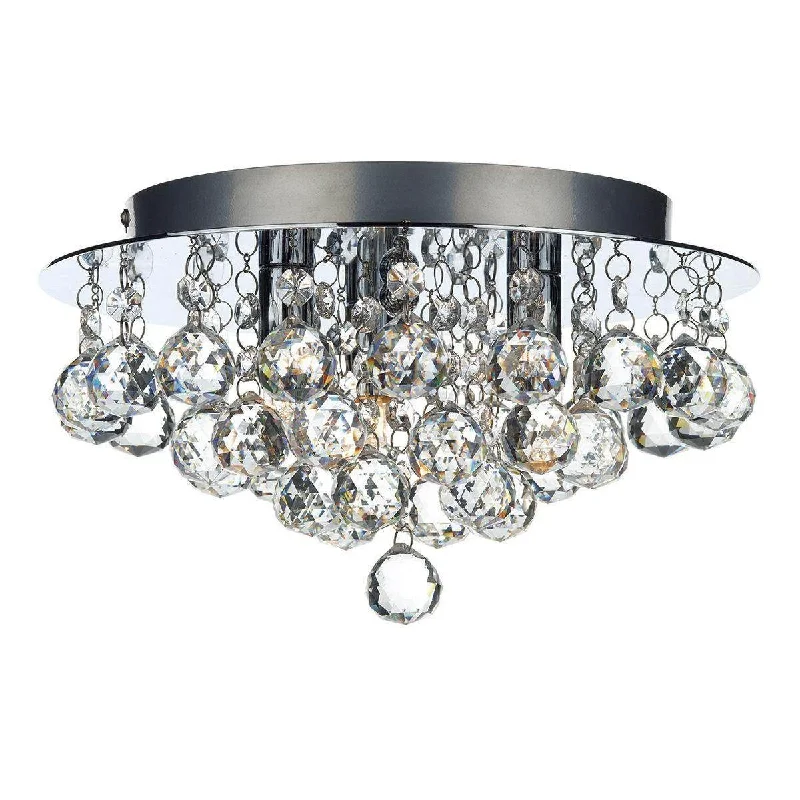 Track lighting for updating office lobbiesPluto 3/5Lt Crystal Flush Light -  Polished Chrome/Crystal Glass Droppers