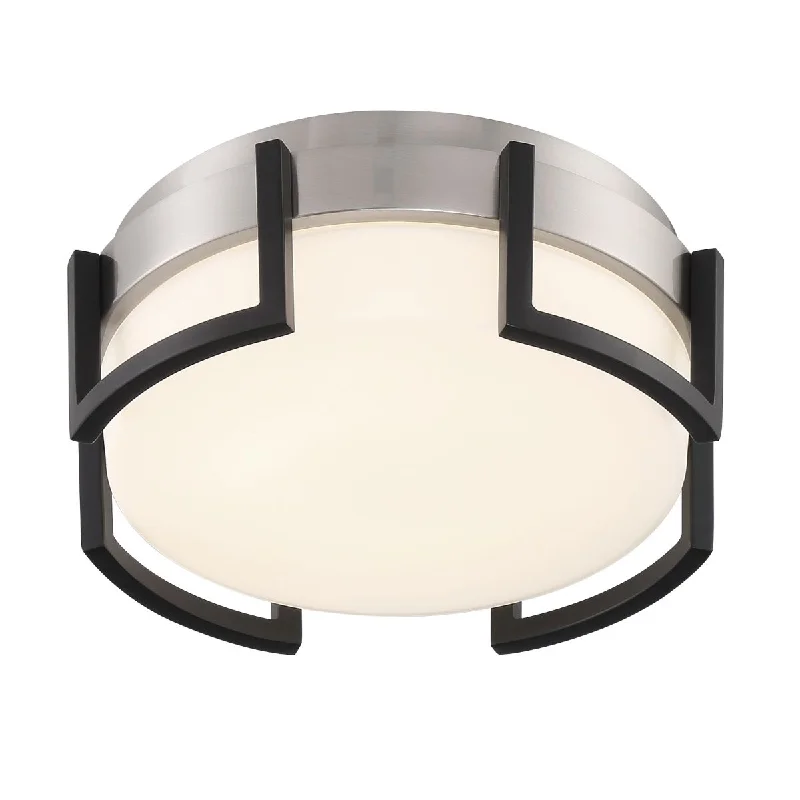 Low - Bay Industrial Lighting Fixtures for Small FactoriesBezel Set 10 in. LED Flush Mount Light Coal & Brushed Nickel Finish Low - Bay Industrial Lighting Fixtures for Small FactoriesBezel Set 10 in. LED Flush Mount Light Coal & Brushed Nickel Finish