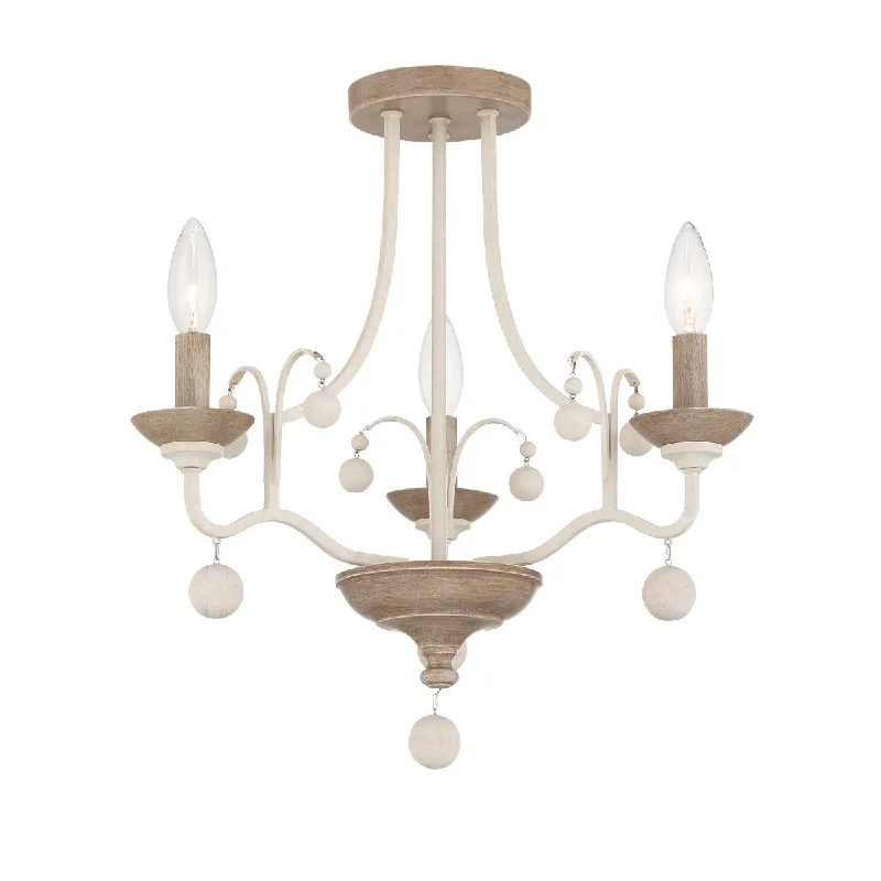 Industrial Task Lighting for Precision WorkstationsColonial Charm 18 In. 3 Lights Semi flush Mount Light White Finish