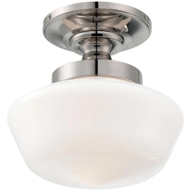 Dimmable Industrial Lighting for Ambiance Control12 in. Semi flush Mount Light Polished Nickel finish