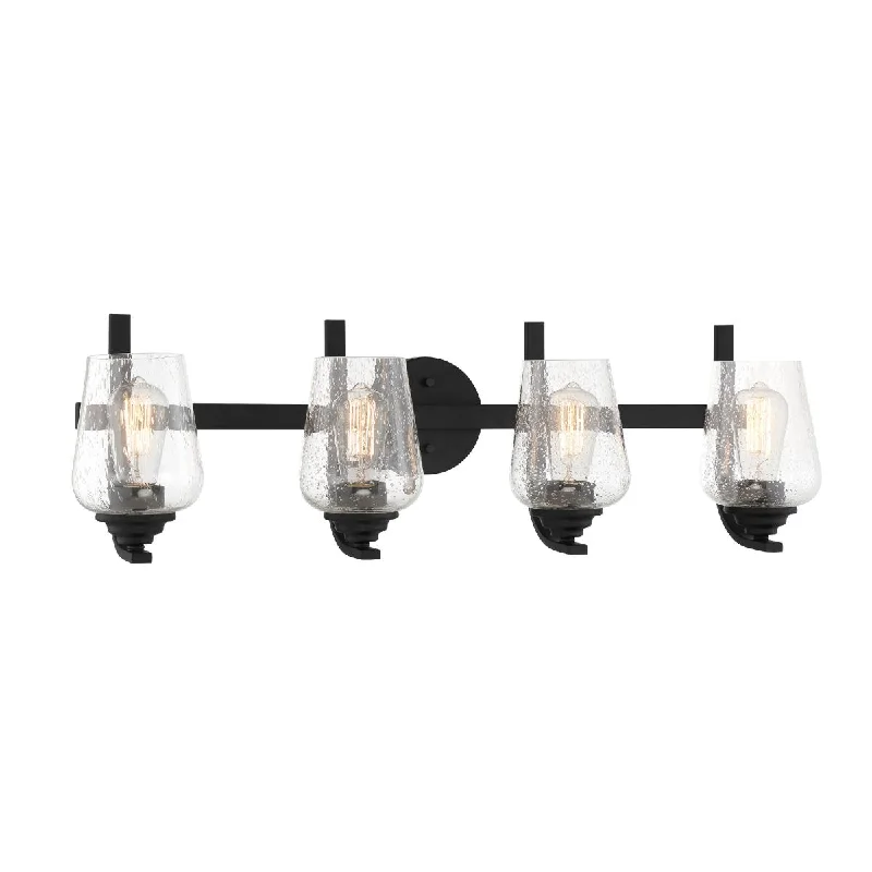 Industrial Pendant Lighting for Machine ShopsShyloh 31 In. 4 Lights Vanity Light Black Finish
