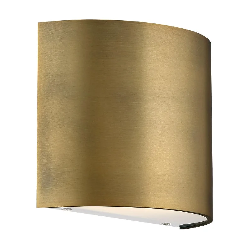 Industrial Lighting for Food Processing FactoriesPocket 7 In LED Wall Light 3000K Brass Finish
