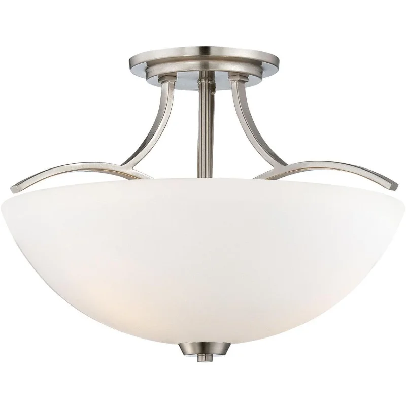 Industrial Lighting for Pharmaceutical ManufacturingOverland Park 17 in. 3 Lights Semi flush Mount Light Brushed Nickel finish
