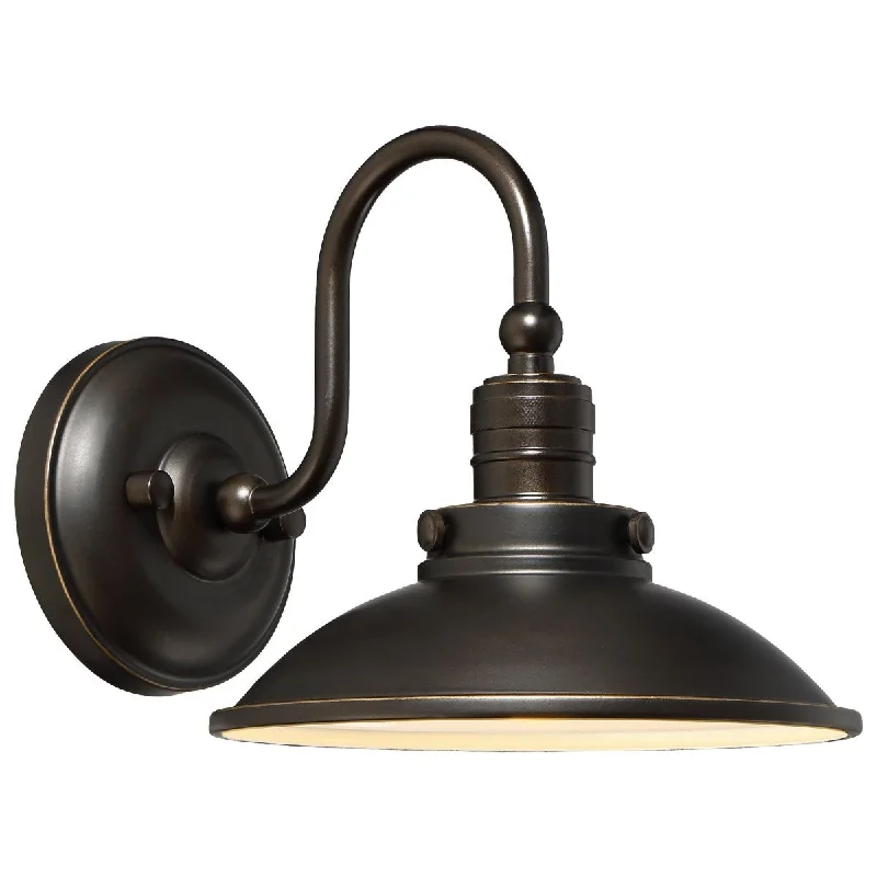 Industrial Lighting for Printing Press FacilitiesBaytree Lane 9 in. LED Outdoor Barn Light Oil Rubbed Bronze & Gold Finish