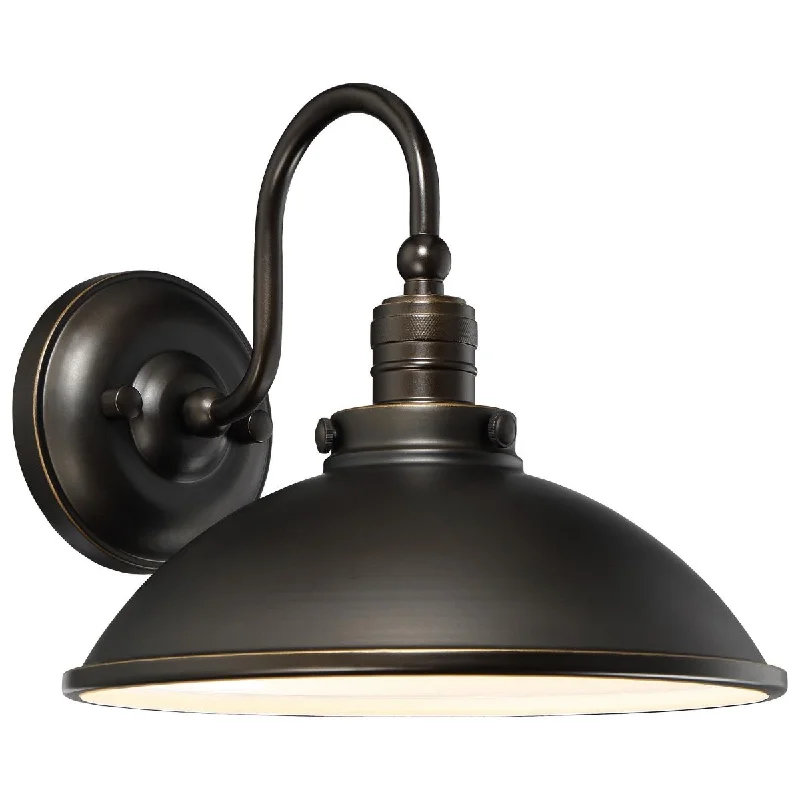 Industrial Lighting for Textile MillsBaytree Lane 11 in. LED Outdoor Barn Light Oil Rubbed Bronze & Gold Finish