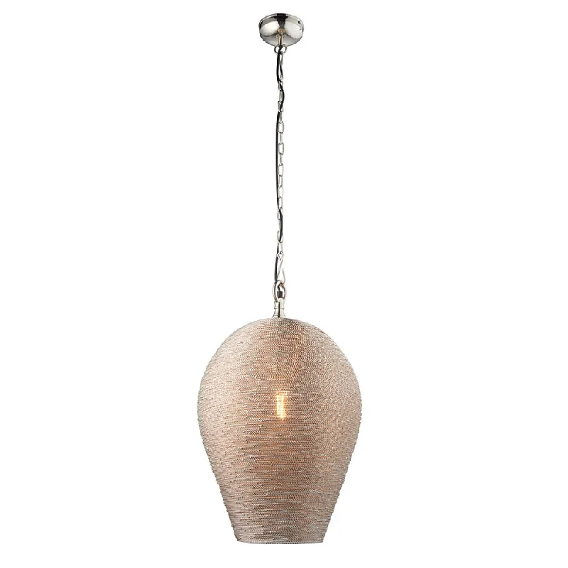 Energy - efficient track lighting fixturesAsha 1Lt Handwoven Wire Pendant - Polished Nickel