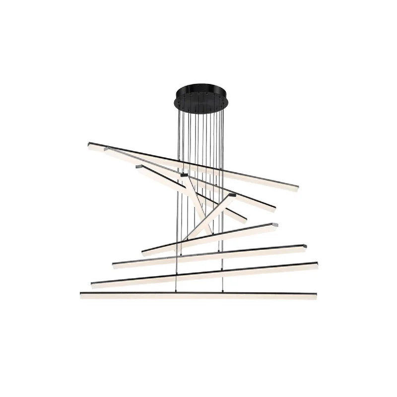 Adjustable Industrial Lighting for Flexible IlluminationStack 48 in. 9 Lights LED Pendant Light Black Finish