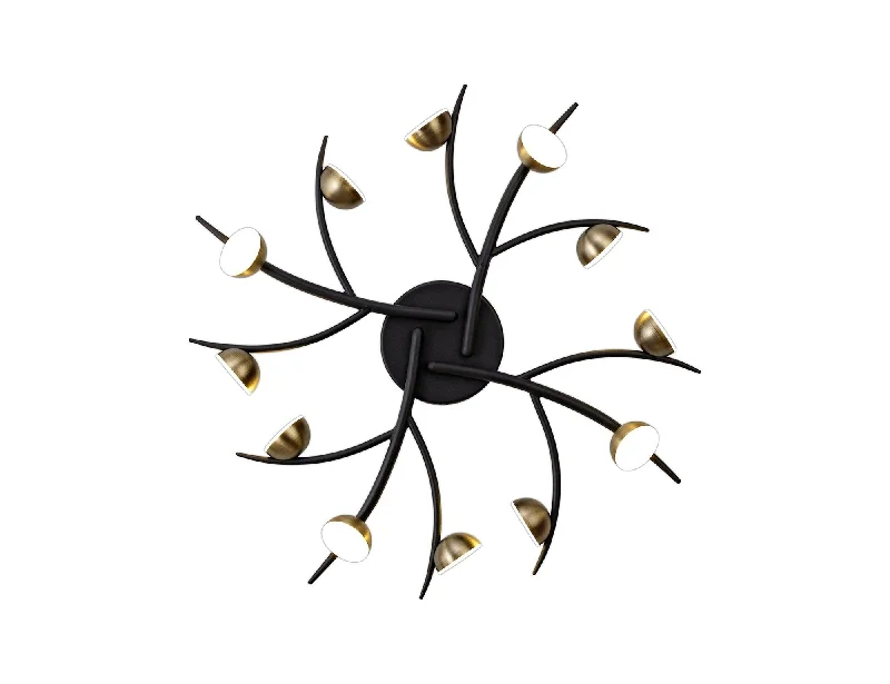 Track lighting with a brushed nickel finishVolos 12Lt LED Flush Ceiling Light - Black & Brass