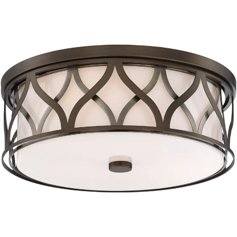 Industrial Lighting for Chemical Plants16 in. LED Flush Mount Light Bronze finish