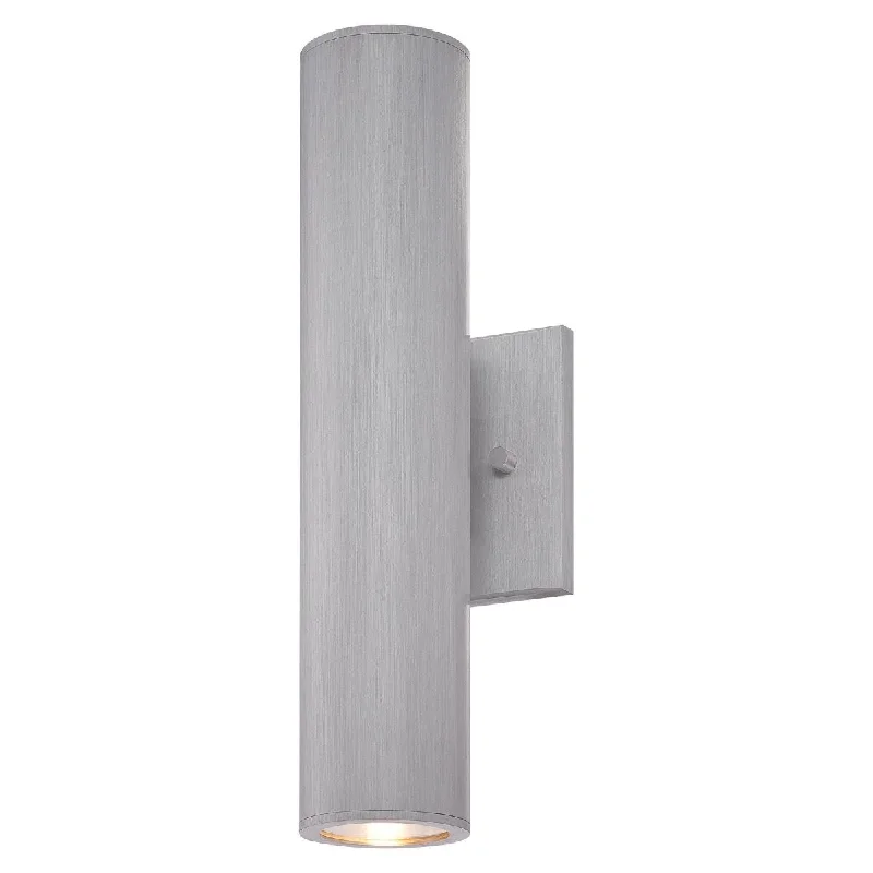 Shock - Resistant Industrial Lighting for Vibrating Machinery AreasSkyline 15 In 2 Lights LED Outdoor Cylinder Wall Light Up/Down Light 3000K Brushed Aluminum Finish