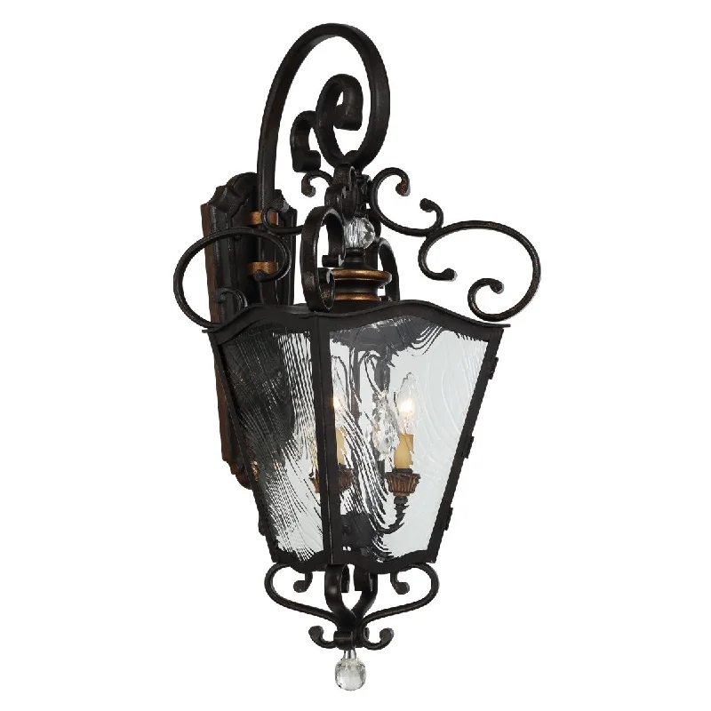 Waterproof Industrial Lighting for Wet AreasBrixton Ivey 32 in. 3 Lights Outdoor Wall Lantern Aged Patina Finish