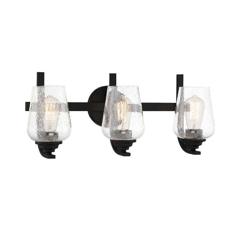 Waterproof Industrial Lighting for Wet AreasShyloh 22 In. 3 Lights Vanity Light Black Finish