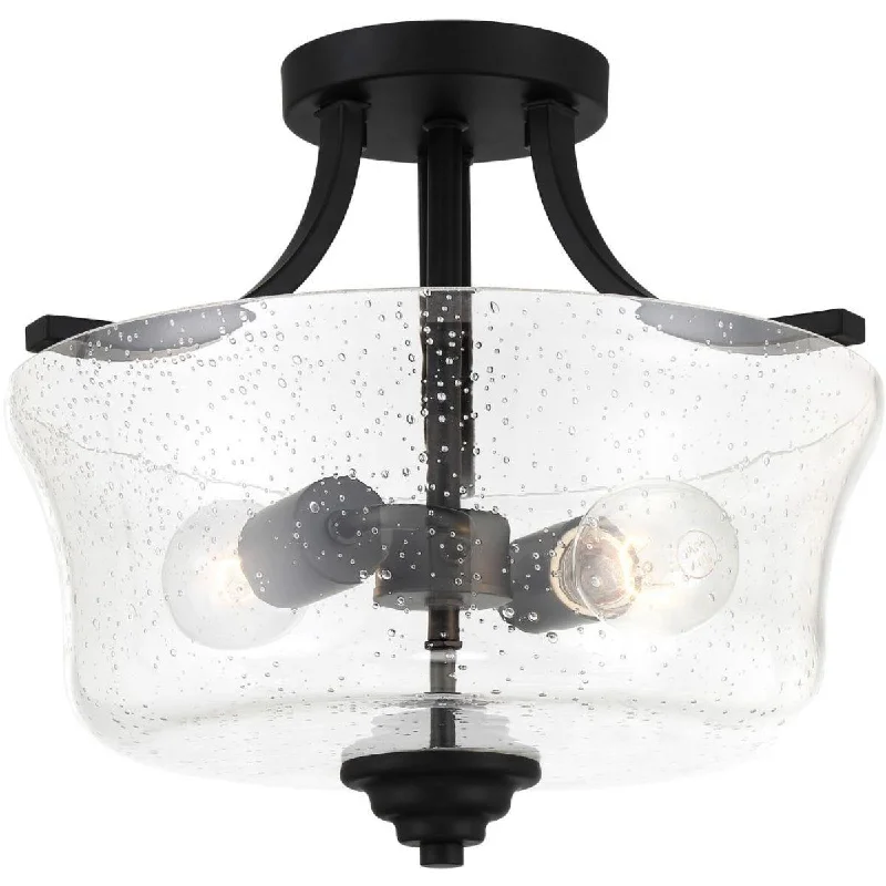 Industrial Exit Sign Lighting for Quick EvacuationShyloh 13 in. 2 Lights Semi flush Mount Light Black finish