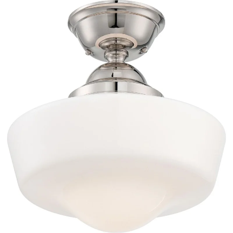Industrial Lighting for Automotive Manufacturing Plants15 in. Semi flush Mount Light Polished Nickel finish