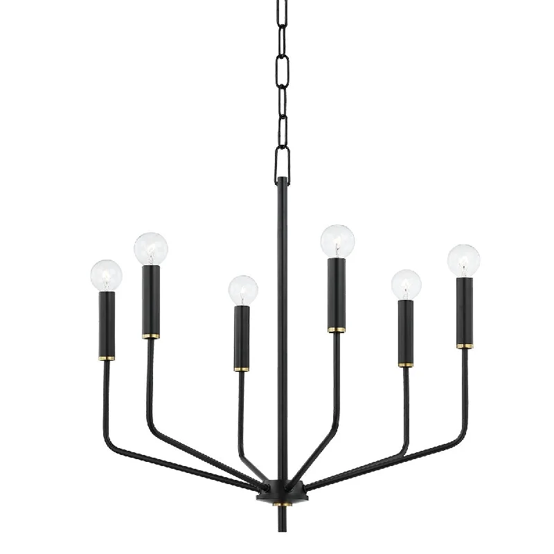 Industrial Lighting for Metal Fabrication ShopsBailey 6 Lights Chandelier Brass & Black finish