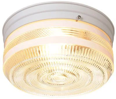 Industrial - style track lighting for loftsRoyal Cove Flush Mount Ceiling Fixture White 10-7/8 X 5 Inch  Uses (1) 60-Watt Incandescent Medium Base Lamp