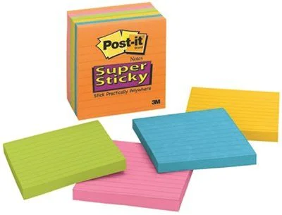 Track lighting with a chunky, bold design3M Super Sticky Notes 4 X 4 Lined Five Colors 6 90-Sheet Pads/Pack