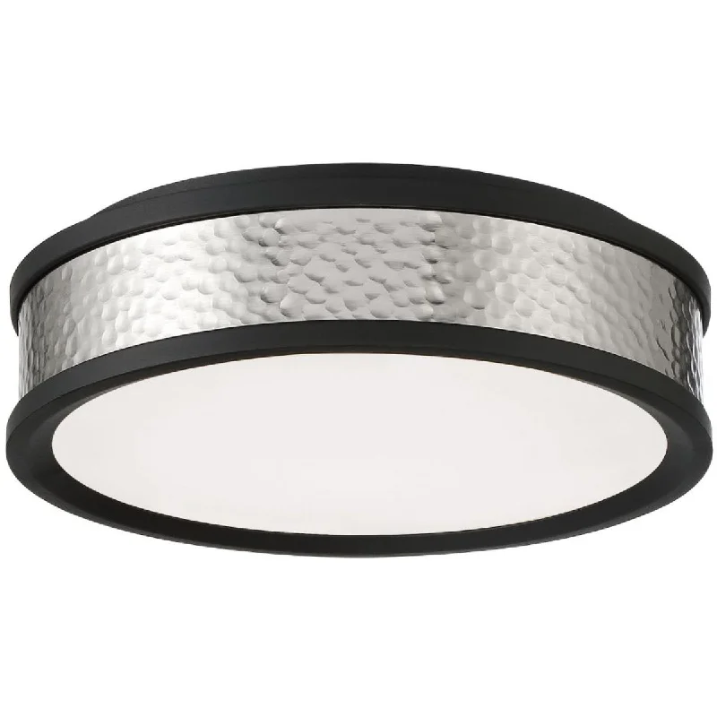 Dust - Resistant Industrial Lighting for Dirty Workspaces12 in. LED Flush Mount Light Black & Bruhsed Nickel finish