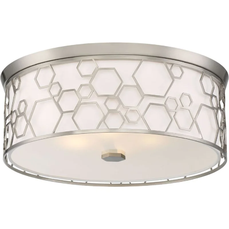 Industrial Lighting for Pharmaceutical Manufacturing17 in. LED Flush Mount Light Brushed Nickel finish
