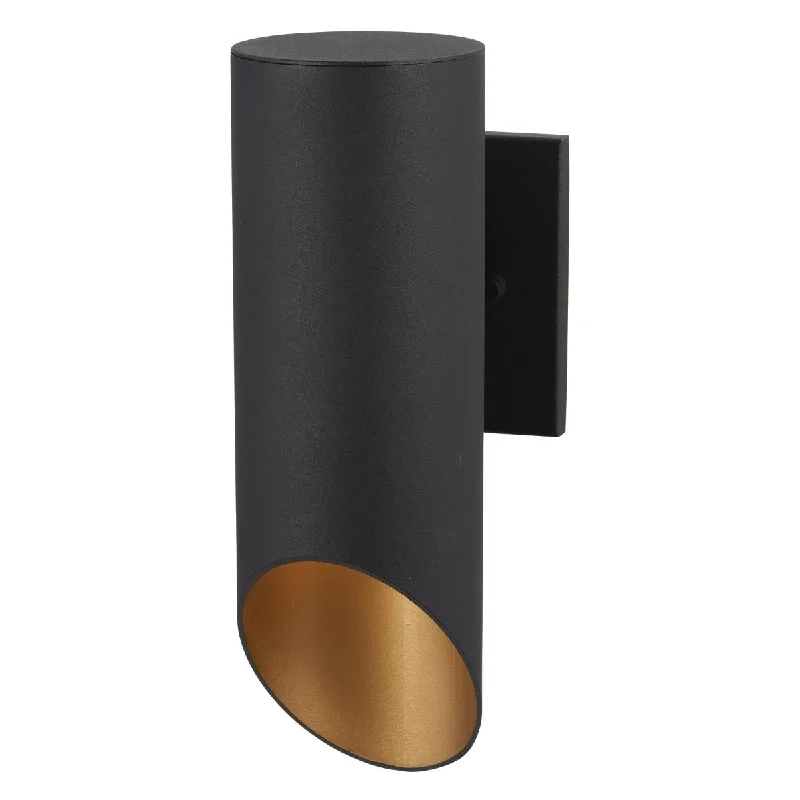 Industrial Exit Sign Lighting for Quick EvacuationPineview Slope 13 in. Outdoor Wall Sconce Black & Gold Finish